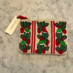 NWT Anthropologie The Fiona Medium Beaded Strawberries Pouch
